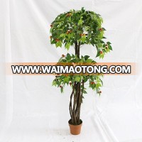 Indoor big artificial decorative cherry trees with fruits wooden trunk